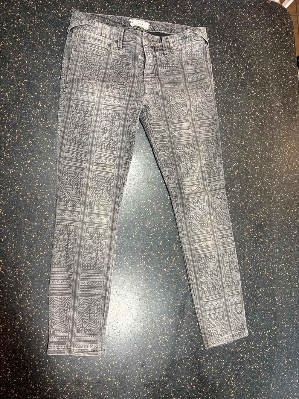 Free People Grey Patterned Skinny Jeans
